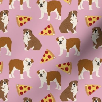 english bulldog pizza cute dusty pink girls sweet dog dogs pizza dog cute dog design fabric