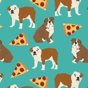 english bulldog and pizzas food dog pizza dog fabric cute english bulldog design dogs with pizza
