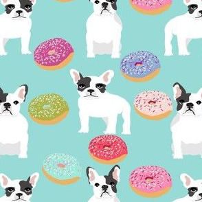 french bulldog donuts mint food cute sweets cute frenchies fabric