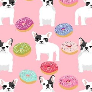 French bulldog cute pink donuts pastel girls sweet kids doughnuts french bulldog fabric for dog lovers dog owners cute dog design
