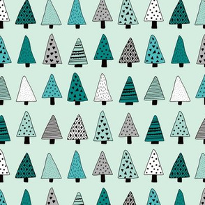 Winter forest geometric triangle christmas trees seasonal holidays forest multi color