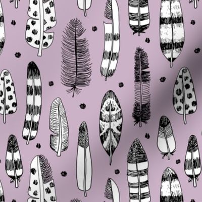 Quirky birds fun Ibiza indian summer vintage inspired feathers in ink fall collection lilac purple