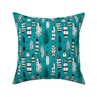 Quirky birds fun Ibiza indian summer vintage inspired feathers in ink fall winter collection teal blue