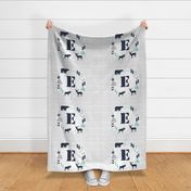 boys nursery baby boy camping woodland bear forest navy blue mint and grey kids nursery baby quilt FQ monogram