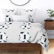 boys nursery baby boy camping woodland bear forest navy blue mint and grey kids nursery baby quilt FQ monogram