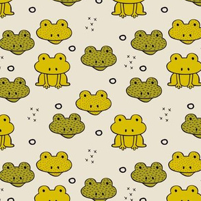 Quirky frog pura vida tropical jungle animals for kids ochre gender neutral