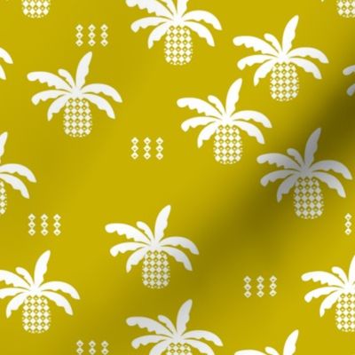 Geometric abstract palm tree pineapple print ochre yellow fall