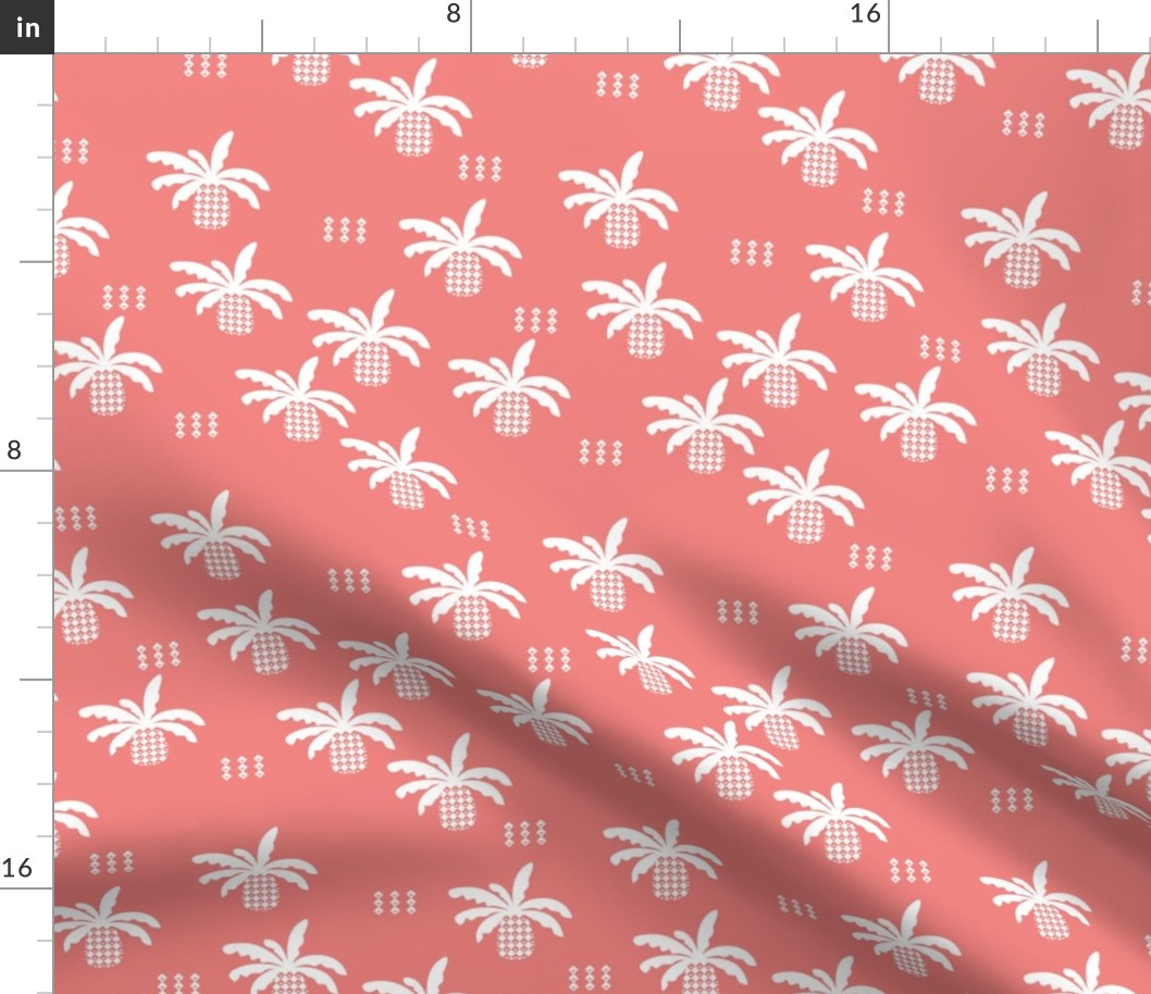 Geometric abstract palm tree pineapple print pink