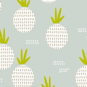 Retro round pineapple fruit kitchen pastel Scandinavian style summer design gender neutral gray