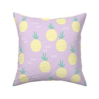 Retro round pineapple fruit kitchen pastel Scandinavian style summer design lilac yellow