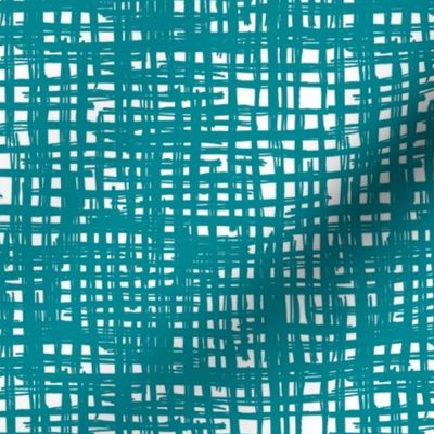 Raw grunge grid abstract brush strokes and stripes mix maze design teal blue