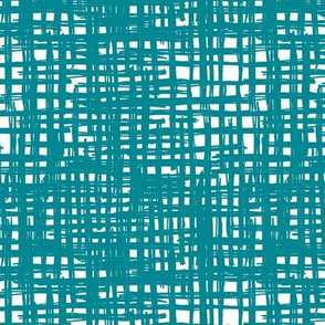 Raw grunge grid abstract brush strokes and stripes mix maze design teal blue