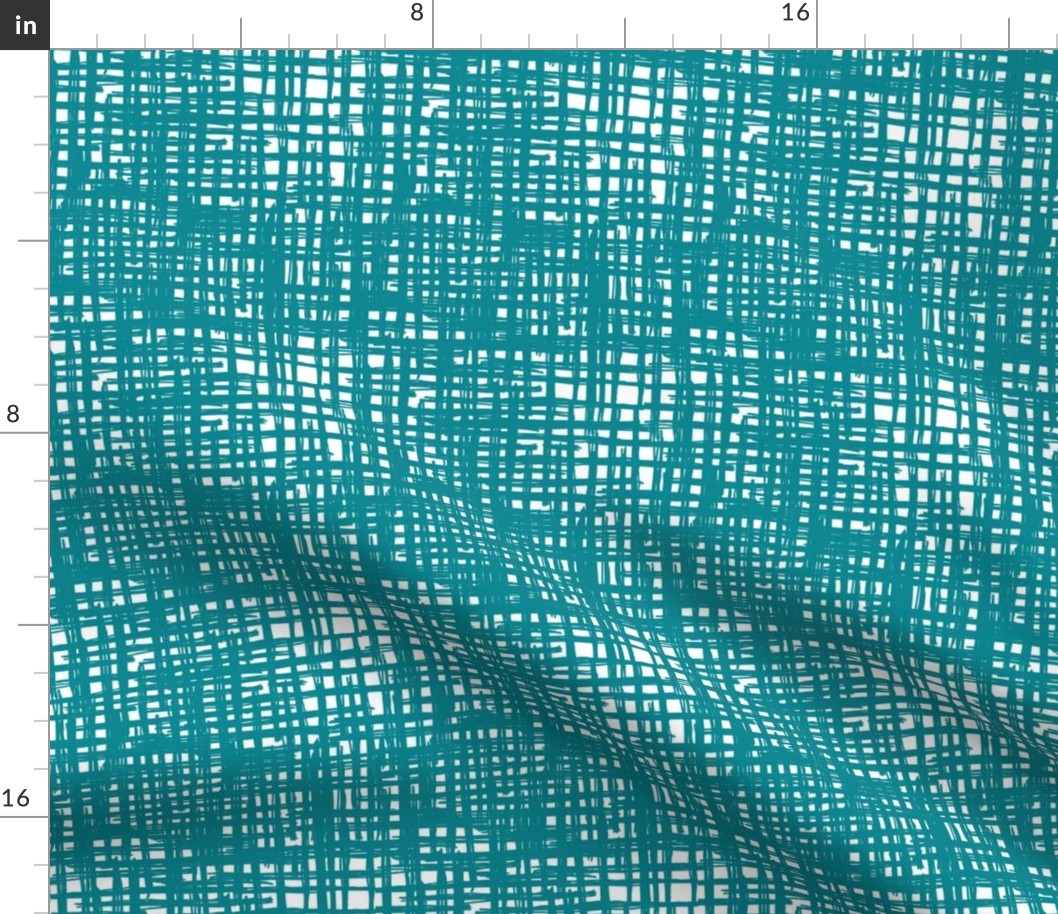 Raw grunge grid abstract brush strokes and stripes mix maze design teal blue