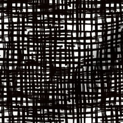 Raw grunge grid abstract brush check strokes and stripes mix maze design black and white