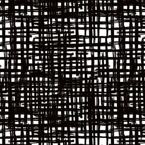 Raw grunge grid abstract brush check strokes and stripes mix maze design black and white