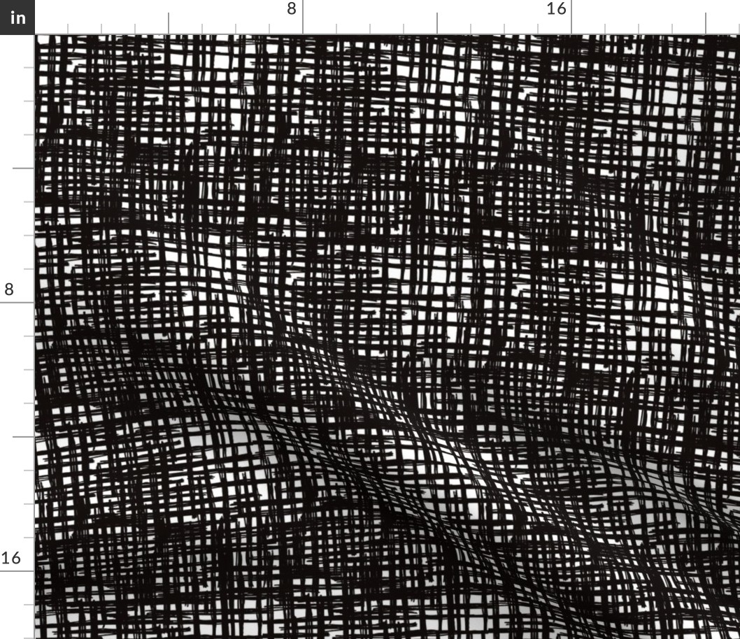 Raw grunge grid abstract brush check strokes and stripes mix maze design black and white