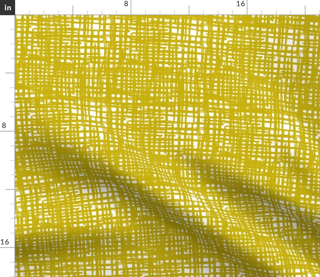 Raw grunge grid abstract brush strokes and stripes mix maze design ochre yellow