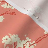 Cherry Blossoms in Coral // Modern Japanese floral pattern by Zoe Charlotte 