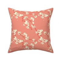 Cherry Blossoms in Coral // Modern Japanese floral pattern by Zoe Charlotte 