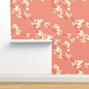 Cherry Blossoms in Coral // Modern Japanese floral pattern by Zoe Charlotte 