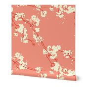 Cherry Blossoms in Coral // Modern Japanese floral pattern by Zoe Charlotte 