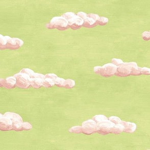 painted clouds - pink on green tea