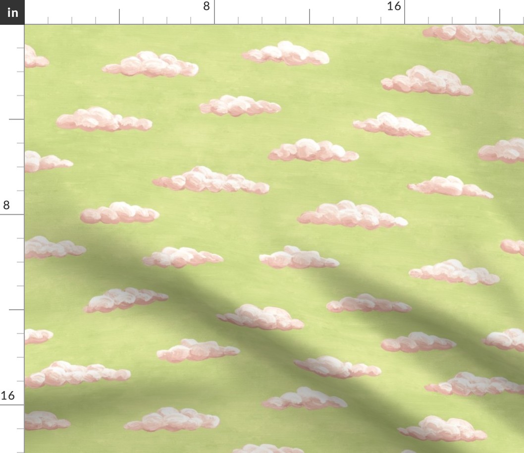 painted clouds - pink on green tea