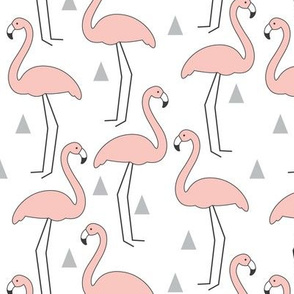Soft Pink Flamingos on White