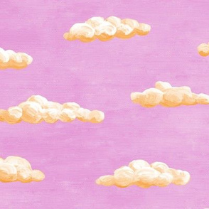 painted clouds - orange on butterfly pink