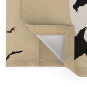 Ravens Call Halloween Tea Towel - Beige Brown