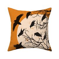 Ravens Call Halloween Tea Towel - Orange