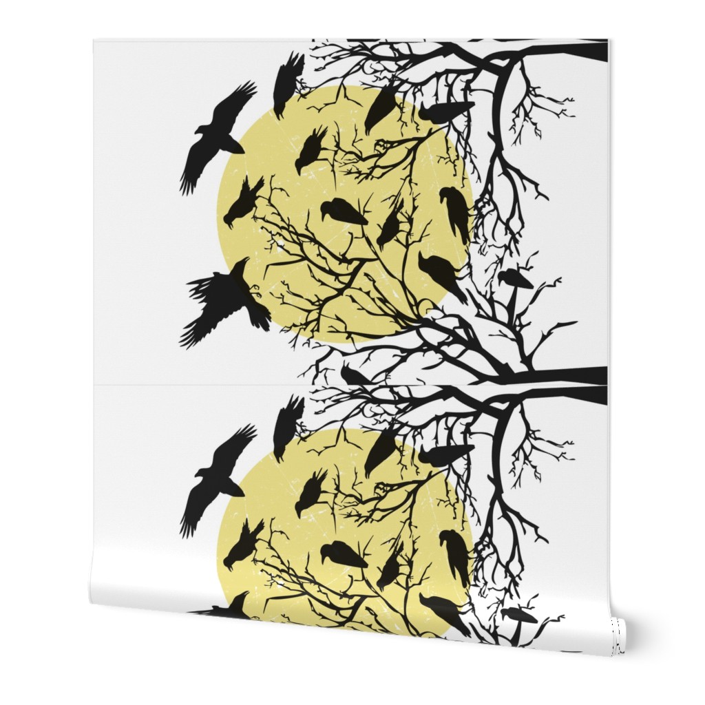 Ravens Call Halloween Tea Towel - White