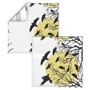 Ravens Call Halloween Tea Towel - White