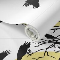 Ravens Call Halloween Tea Towel - White