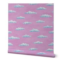 painted clouds - summer blue on butterfly pink