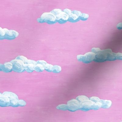 painted clouds - summer blue on butterfly pink