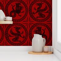 13th Century Dragon Tile ~ Richelieu_Red_and_Black____Peacoquette_Designs___Copyright_2016