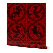 13th Century Dragon Tile ~ Richelieu_Red_and_Black____Peacoquette_Designs___Copyright_2016