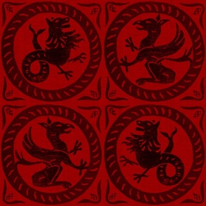13th Century Dragon Tile ~ Richelieu_Red_and_Black____Peacoquette_Designs___Copyright_2016