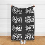 Halloween Sugar Skull & Bone Tea Towel - Black and White