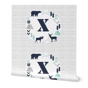 boys nursery baby boy camping woodland bear forest navy blue mint and grey kids nursery baby quilt FQ monogram