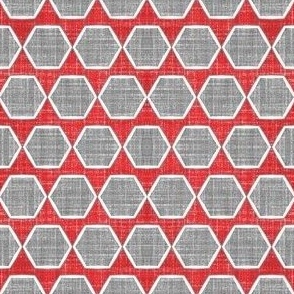 Geometric faux linen red