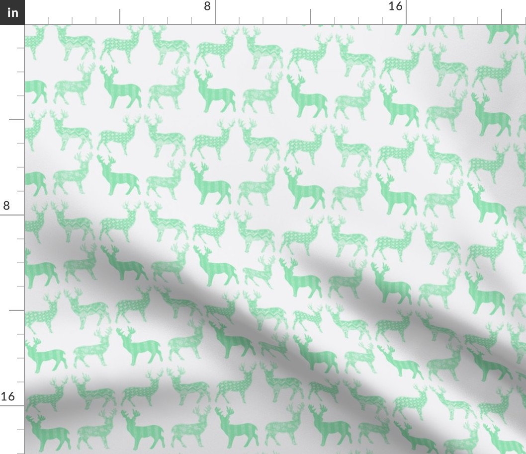 Mint Meadow Deer on White