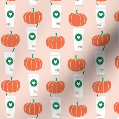 pumpkins autumn florals flower girly painted floral peach fall pumpkin spice latte fabric, autumn girls pumpkin spice, coffee, psl, pumpkin spice latte, latte, autumn, fall