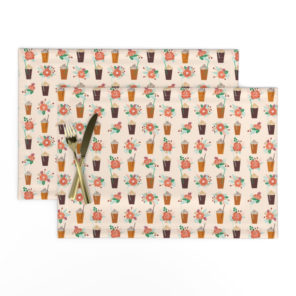 pumpkins autumn florals flower girly painted floral peach fall pumpkin spice latte fabric, autumn girls pumpkin spice, coffee, psl, pumpkin spice latte, latte, autumn, fall