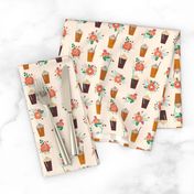 pumpkins autumn florals flower girly painted floral peach fall pumpkin spice latte fabric, autumn girls pumpkin spice, coffee, psl, pumpkin spice latte, latte, autumn, fall