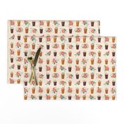 pumpkins autumn florals flower girly painted floral peach fall pumpkin spice latte fabric, autumn girls pumpkin spice, coffee, psl, pumpkin spice latte, latte, autumn, fall