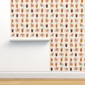 pumpkins autumn florals flower girly painted floral peach fall pumpkin spice latte fabric, autumn girls pumpkin spice, coffee, psl, pumpkin spice latte, latte, autumn, fall