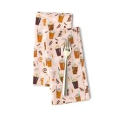 pumpkins autumn florals flower girly painted floral peach fall pumpkin spice latte fabric, autumn girls pumpkin spice, coffee, psl, pumpkin spice latte, latte, autumn, fall