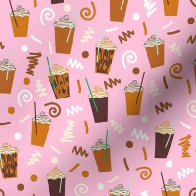 pumpkins autumn florals flower girly painted floral peach fall pumpkin spice latte fabric, autumn girls pumpkin spice, coffee, psl, pumpkin spice latte, latte, autumn, fall